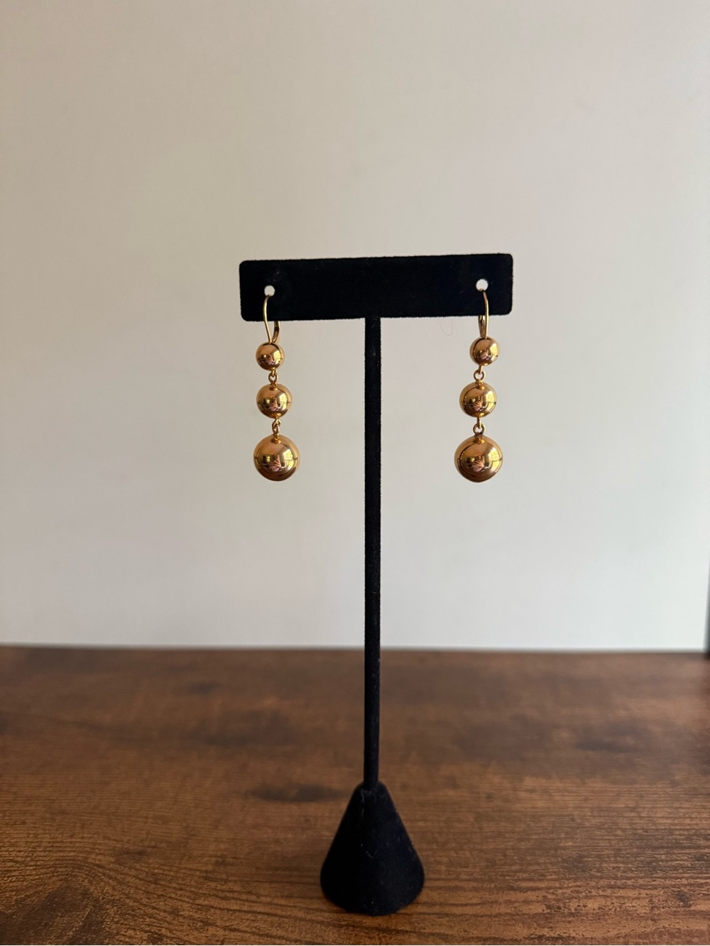Celine Gold Graduated Bead Drop Earrings